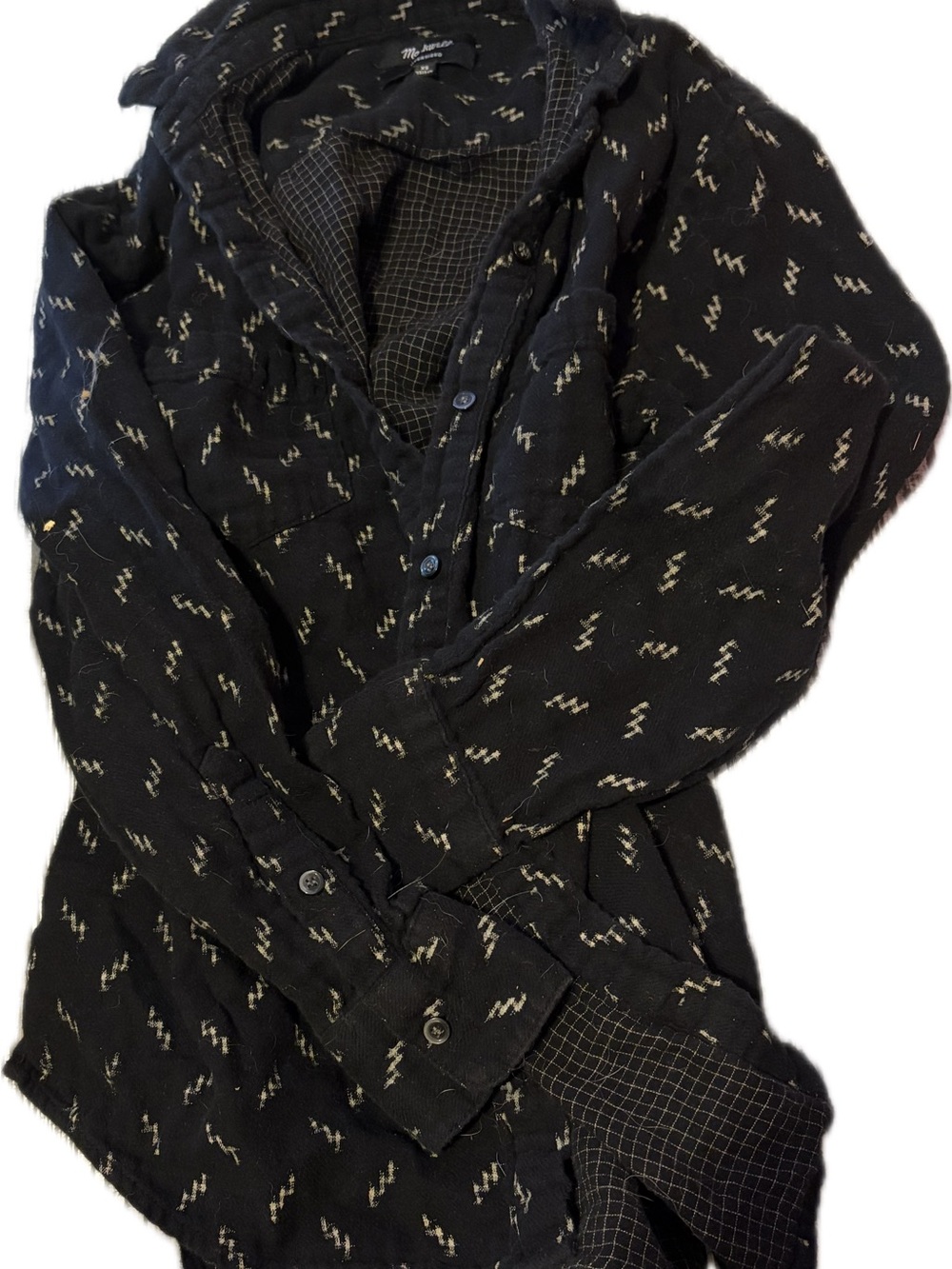 Men's Black Patterned Button-Up Jacket shirt-